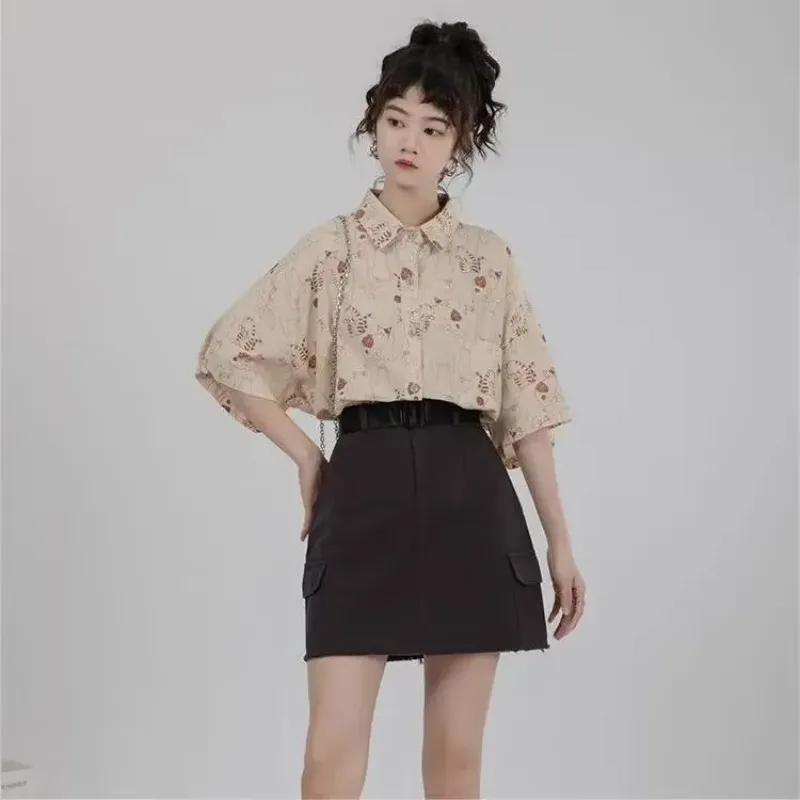 Korean Lifestyle Student - 셔츠 여성 코듀로이 패치 포켓 셔츠