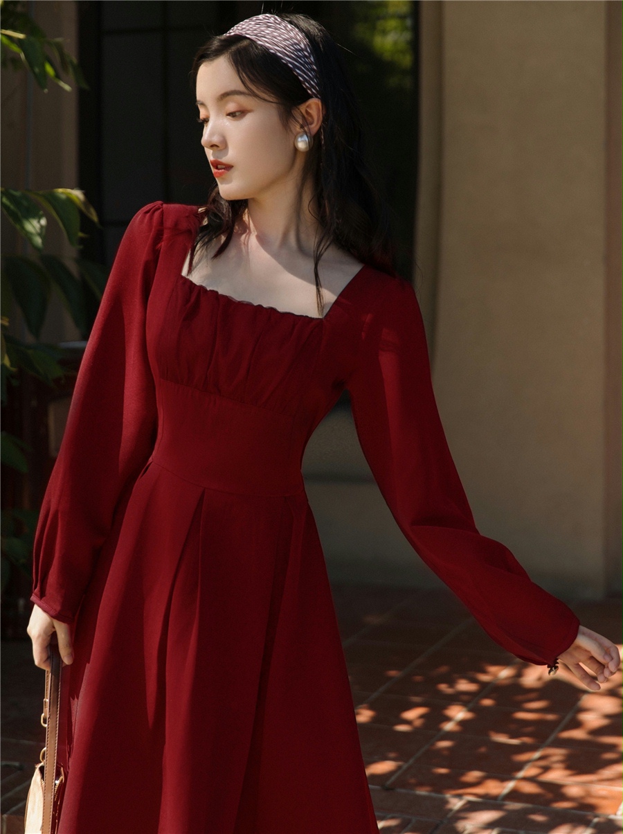 모던 빈티지 스타일 스퀘어 칼라 긴 소매 우아한 레이디 - Modern Korean Lifestyle 리뷰 및 가격